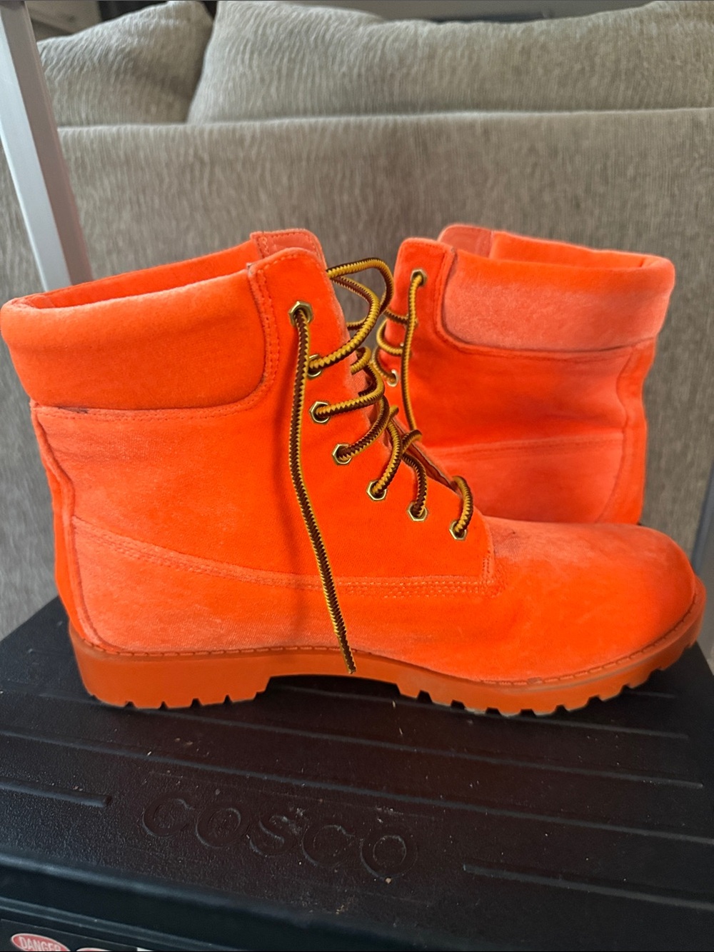 Liliana Woman’s Vibrant Orange Suede Lace-Up Boots - Picture 5 of 9